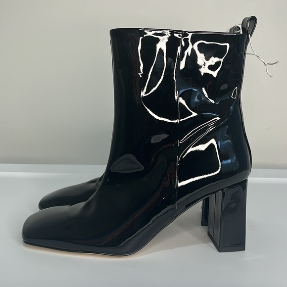 Good American Ankle Boot Women's 8.5 Black Patent Leather Square Toe Square Heel - Picture 7 of 15